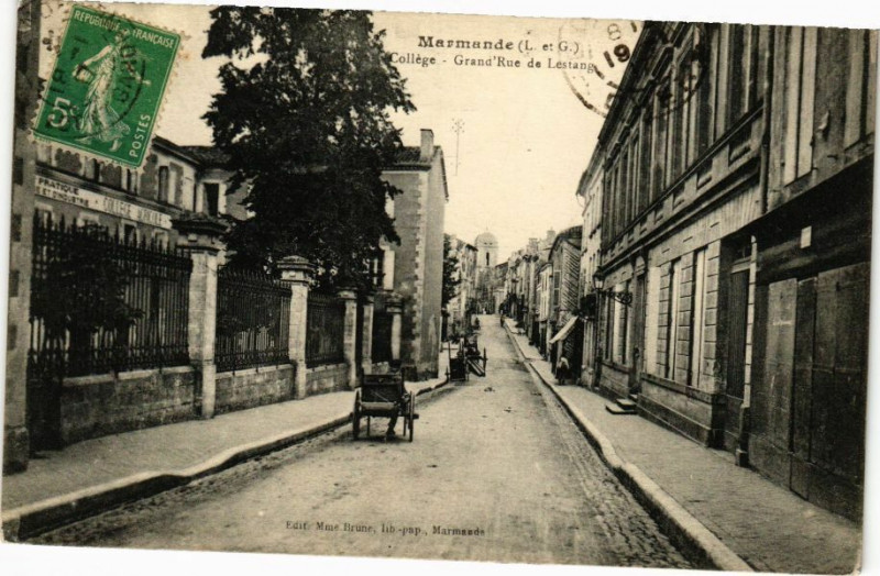 Carte postale ancienne Marmande - College Grand Rue de Lestang à Marmande