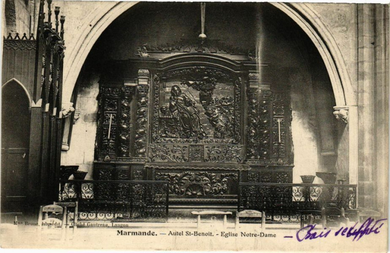 Carte postale ancienne Marmande - Autel St.-Benoit Eglise N.-D. à Marmande