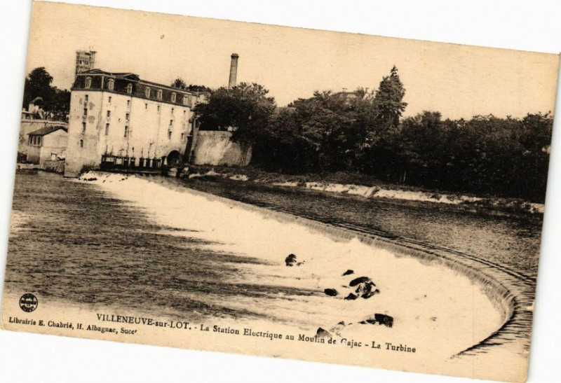 Carte postale ancienne Villeneuve-sur-Lot-La Station Electrique au Moulin de Gajac à Villeneuve-sur-Lot