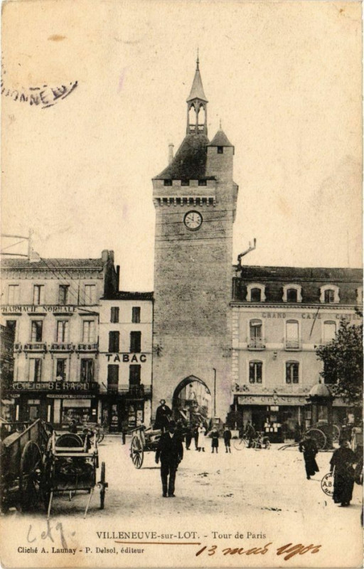 Carte postale ancienne Villeneuve-sur-Lot-Tour de Paris à Villeneuve-sur-Lot