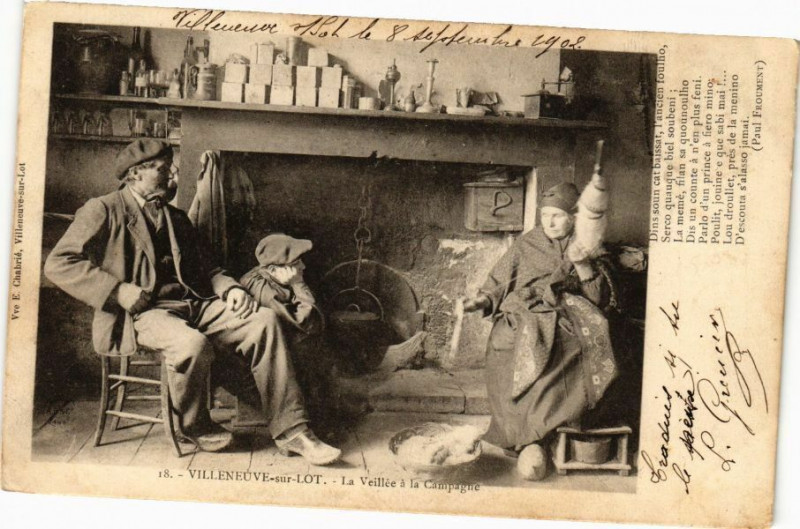 Carte postale ancienne Villeneuve-sur-Lot-La Veillée a la Campagne à Villeneuve-sur-Lot