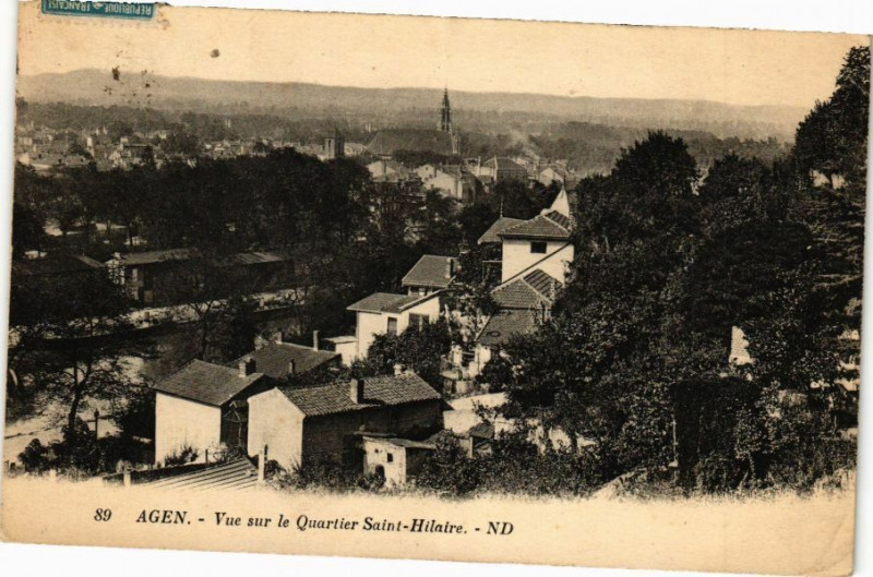 Carte postale ancienne Agen-Vue sur le Quartier Saint-Hilaire à Agen
