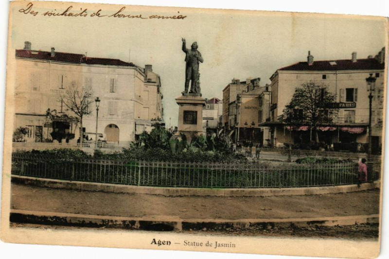 Carte postale ancienne Agen-Statue de Jasmin à Agen