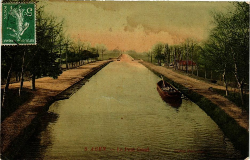 Carte postale ancienne Agen-Le Pont Canal à Agen