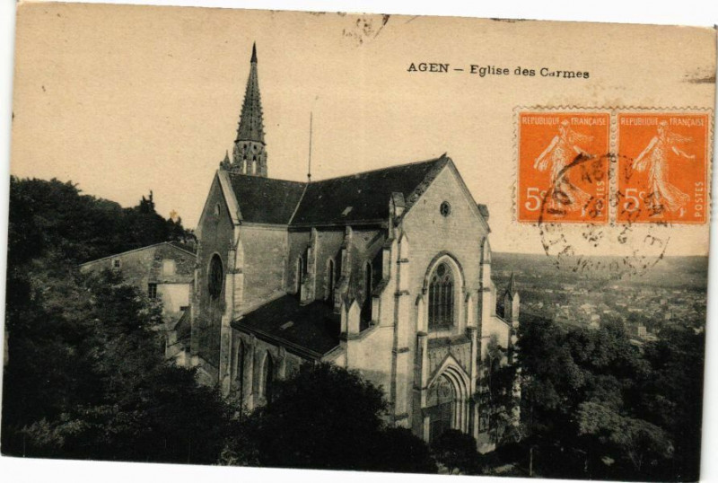 Carte postale ancienne Agen-Eglise des Carmes à Agen