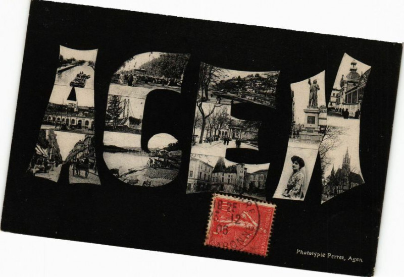 Carte postale ancienne Agen - Souvenir à Agen