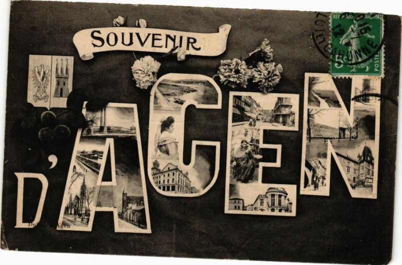 Carte postale ancienne Agen - Souvenir à Agen