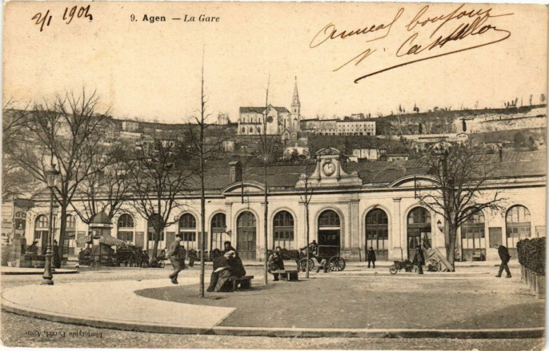 Carte postale ancienne Agen - La Gare à Agen