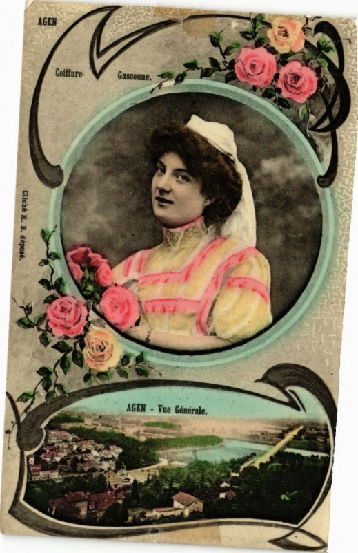 Carte postale ancienne Agen - Coiffure Gasconne Vue générale à Agen