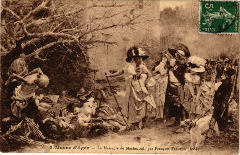 Carte postale ancienne Agen - Musée - Le Massacre de Machecoul par Francois Flameng à Agen