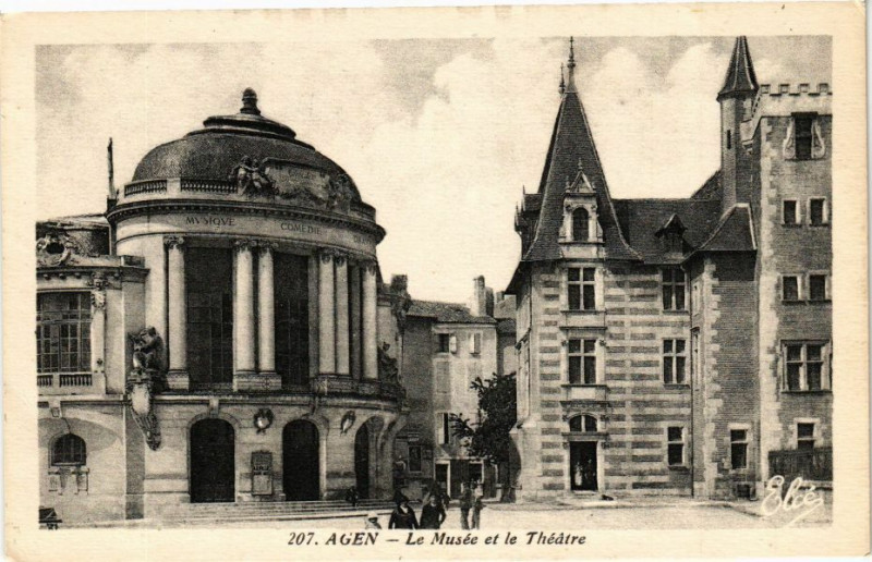 Carte postale ancienne Agen - Le Musée et le Théatre à Agen