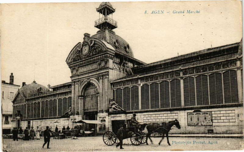 Carte postale ancienne Agen - Grand Marche à Agen