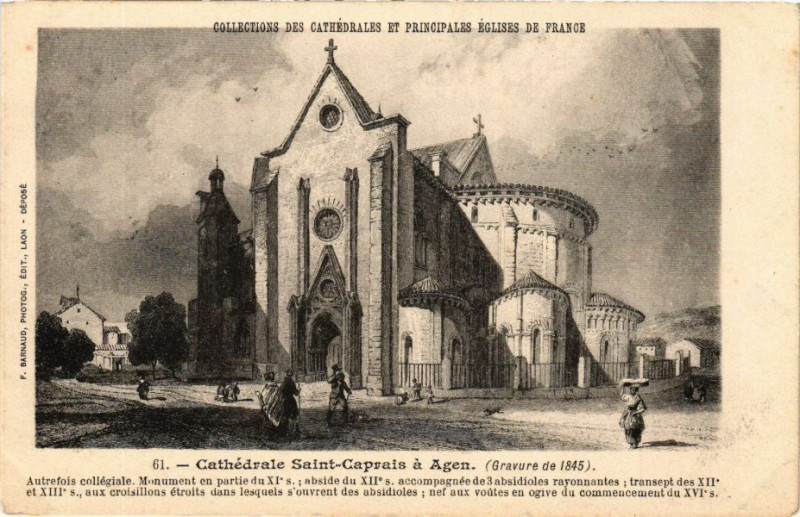 Carte postale ancienne Agen - Cathédrale Saint-Caprais à Agen