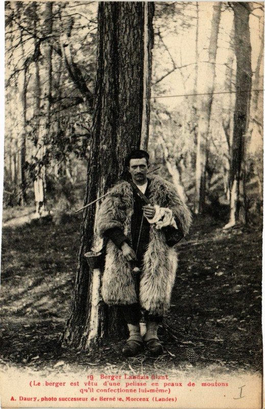 Carte postale ancienne Landes - Berger Landais Filant - Folklore