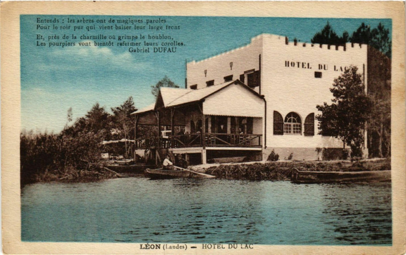 Carte postale ancienne Leon - Léon - Hotel du Lac à Léon