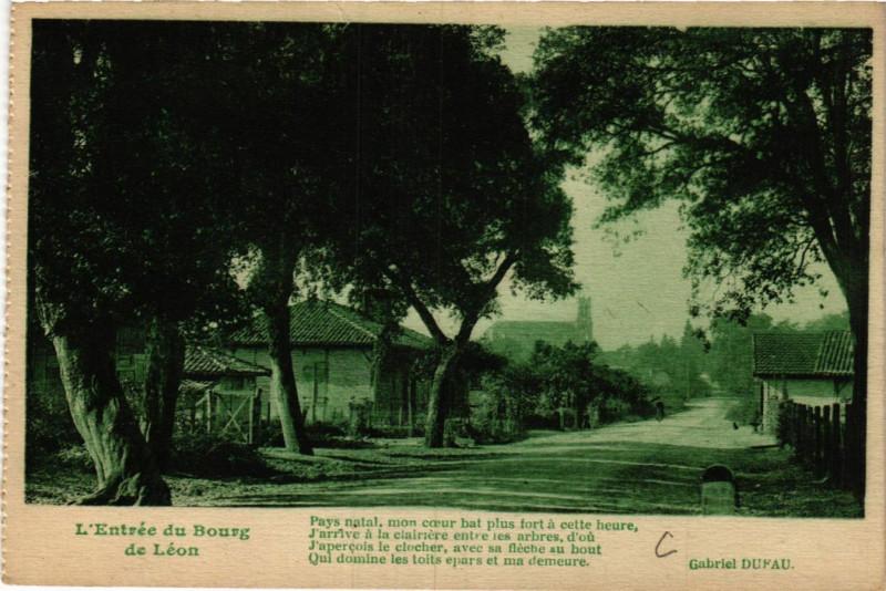 Carte postale ancienne L'Entrée du Bourg de Léon à Léon