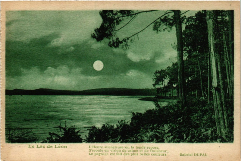 Carte postale ancienne Le Lac de Léon - Scene à Léon