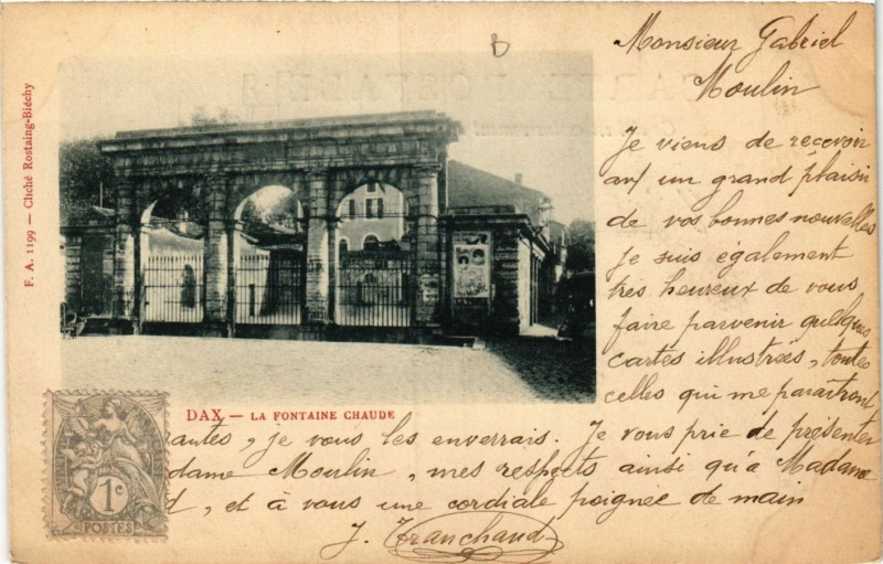 Carte postale ancienne Dax - La Fontaine Chaude à Dax