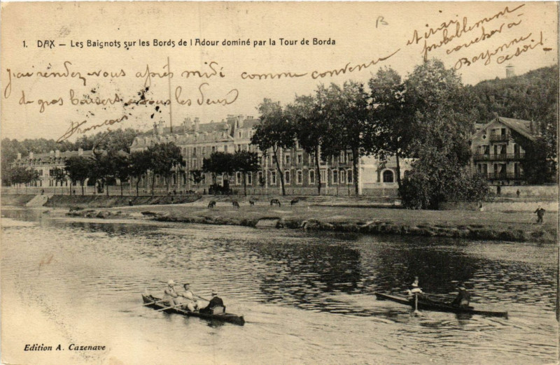 Carte postale ancienne Dax - Les Baignots sur les Bords de l'Adour à Dax
