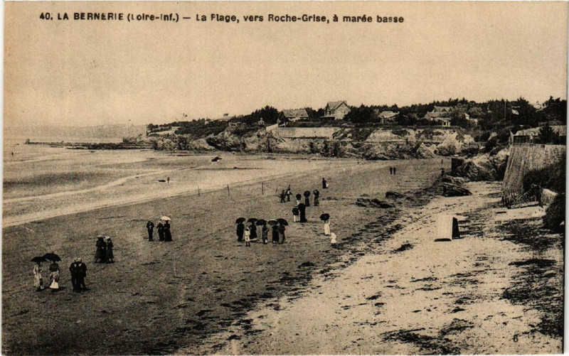 Carte postale ancienne La Bernerie La Plage, vers Roche-Grise, a marée basse