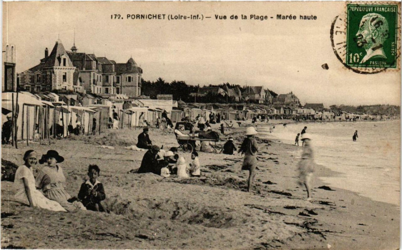 Carte postale ancienne Pornichet Vue de la Plage - Marée haute à Pornichet