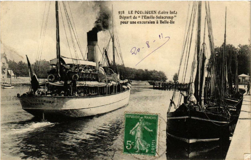 Carte postale ancienne Le Pouliguen Depart de l'Emile-Solacroup pour une excursion au Pouliguen