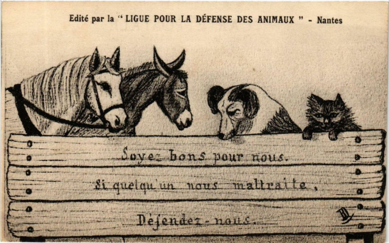 Carte postale ancienne Nantes Edite par la Ligue pour la Defense des Animaux à Nantes