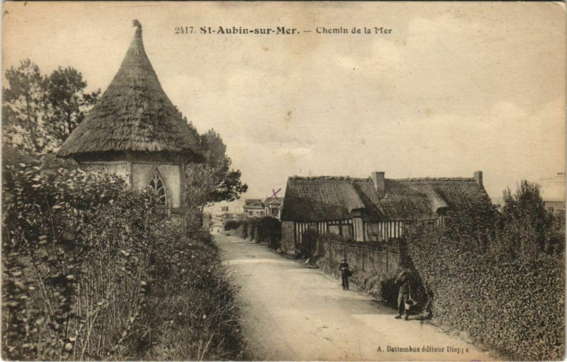 Carte postale ancienne Saint-Aubin-sur-Mer Chemin de la Mer