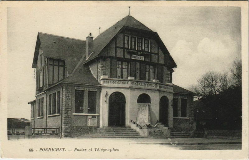 Carte postale ancienne Porniche Postes et Telegraphs à Pornic