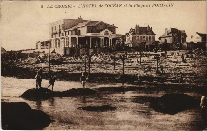 Carte postale ancienne Le Croisic L'Hotel de l'Ocean et la Plage de Port Lin au Croisic