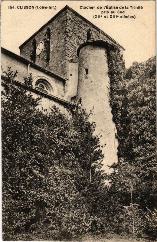 Carte postale ancienne Clisson Clocher de Eglise de la Trinite pris au Sud à Clisson