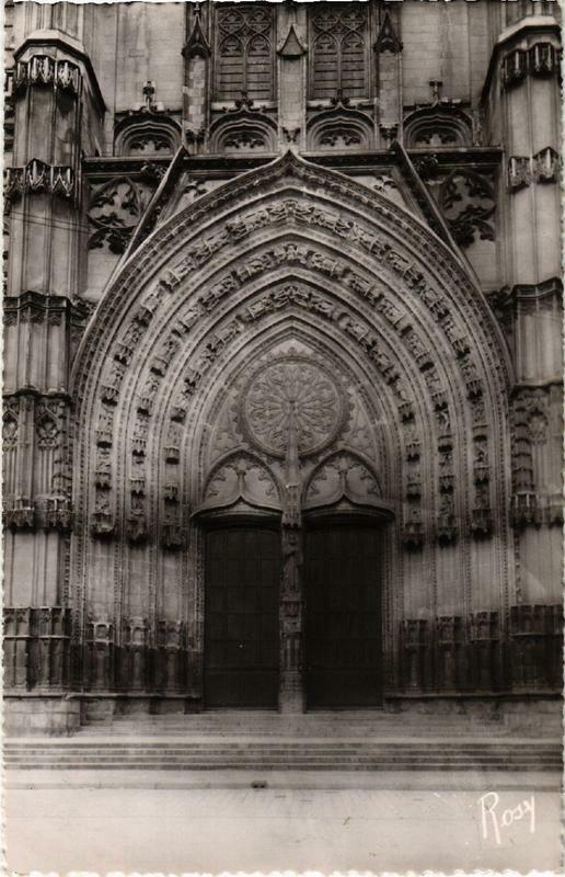 Carte postale ancienne Nantes Portail Central de la Cathédrale à Nantes