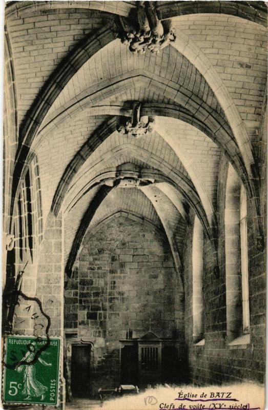 Carte postale ancienne Batz Eglise - Clefs de voute