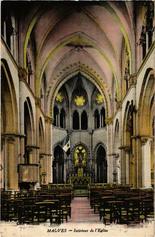 Carte postale ancienne Mauves Intérieur de Eglise
