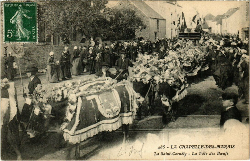 Carte postale ancienne La Chapelle-des-Marais La Saint-Cornely Fete des Boeufs à La Chapelle-des-Marais
