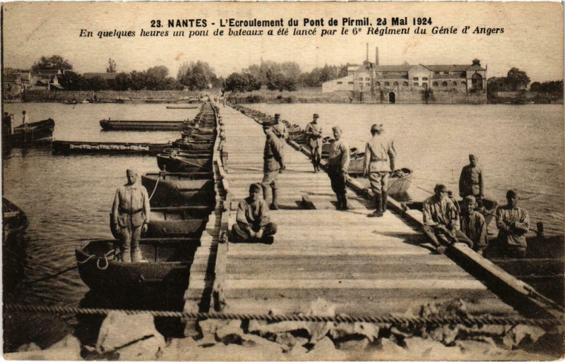 Carte postale ancienne Militaire - Nantes - L'Ecroulement du Pont de Pirmil à Nantes