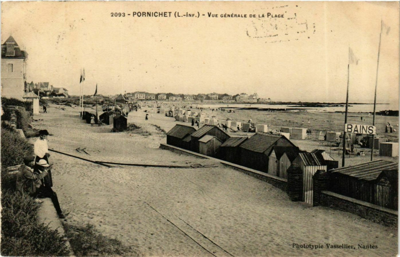Carte postale ancienne PORNIChet Vue générale de la Plage à Pornichet