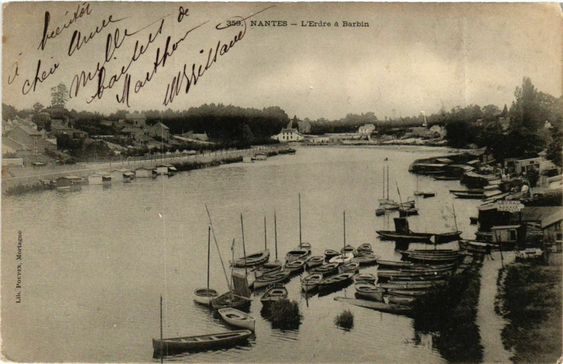 Carte postale ancienne Nantes L'Erdre a Barbin à Nantes