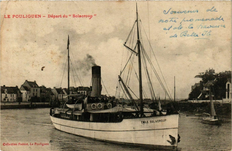 Carte postale ancienne Le Pouliguen Départ du Solancroup au Pouliguen
