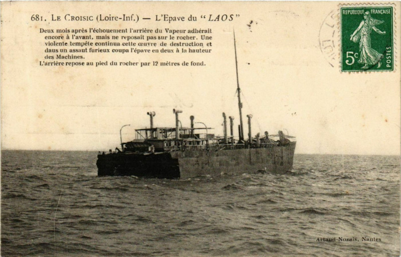 Carte postale ancienne Le Croisic L'Epave du Laos au Croisic