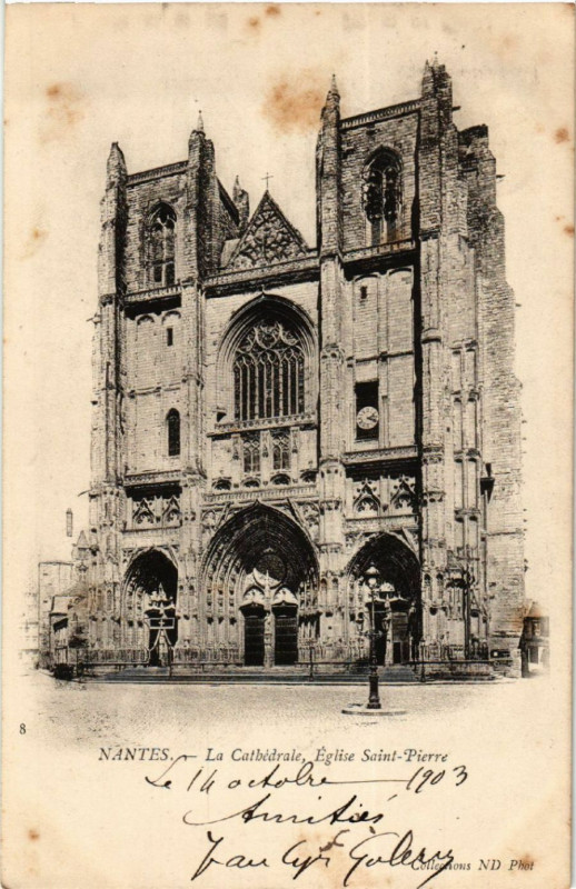 Carte postale ancienne Nantes - La Cathedrale, eglise Saint-Pierre à Nantes