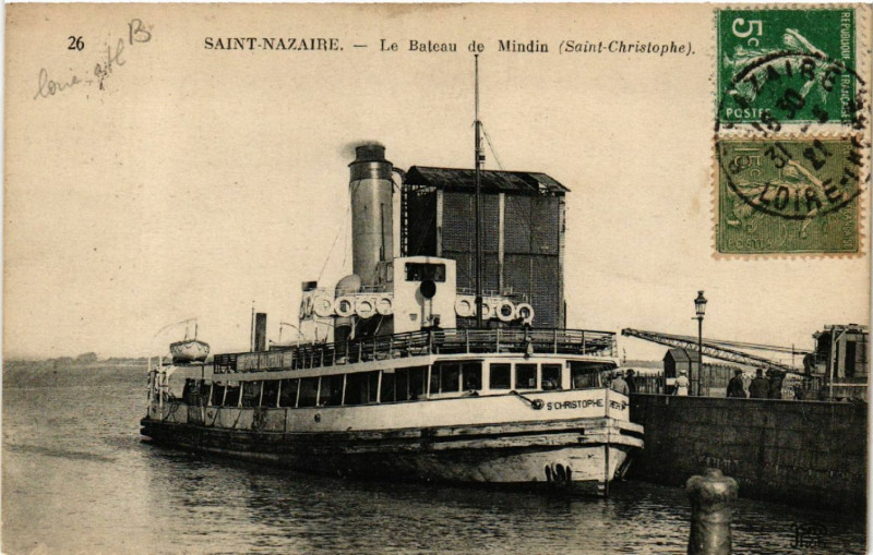 Carte postale ancienne Saint-Nazaire - Le Bateau de Mindin (Saint-Christophe) à Saint-Nazaire