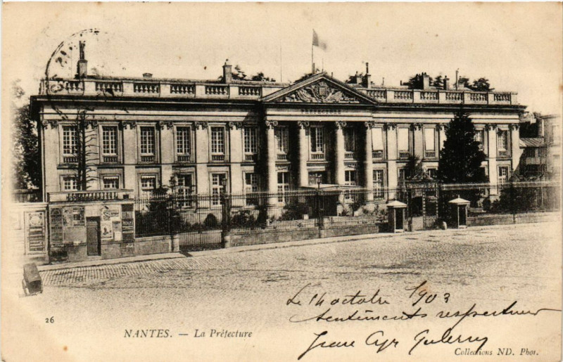 Carte postale ancienne Nantes - La Prefecture à Nantes