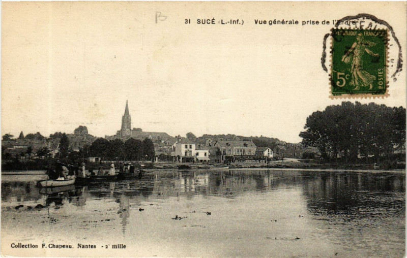 Carte postale ancienne Suce (L.-Inf.) - Vue generale prise de l'Erdre à Vue