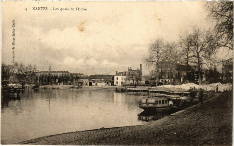 Carte postale ancienne Nantes - Les quais de l'Erdre à Nantes