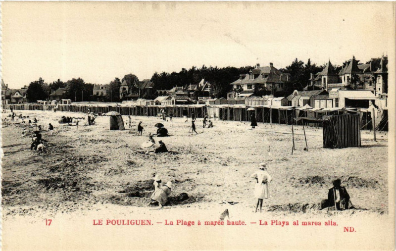 Carte postale ancienne Le Pouliguen - La Plage a maree haute - Le Plays al mares alla au Pouliguen