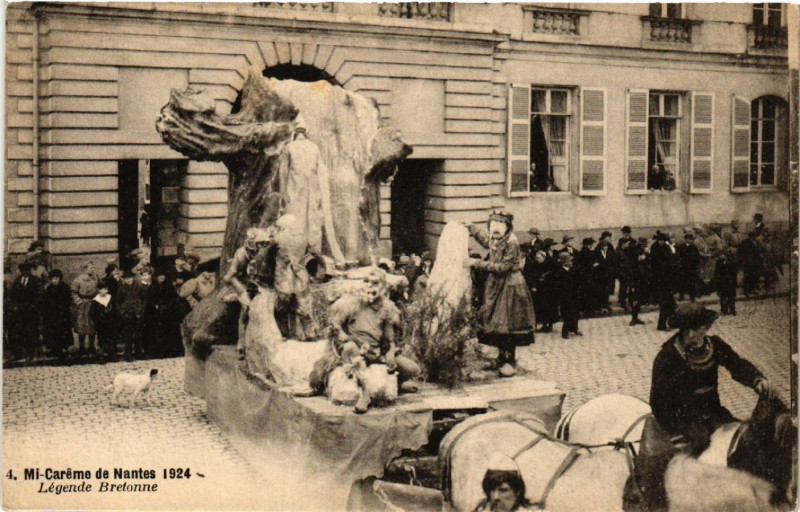 Carte postale ancienne Mi-Careme de Nantes 1924 - Legende Bretonne à Nantes