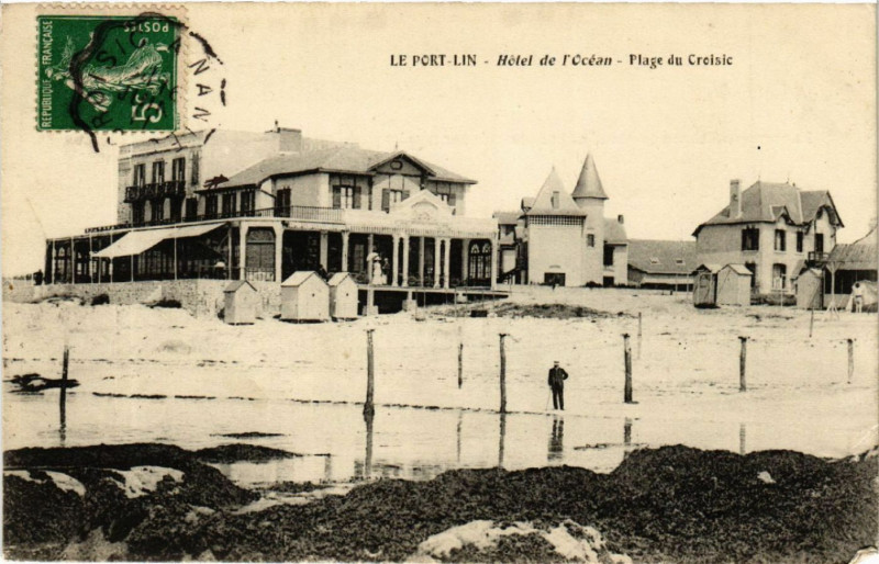 Carte postale ancienne Le Port Lin - Hotel de l'Ocean - Plage du Croisic