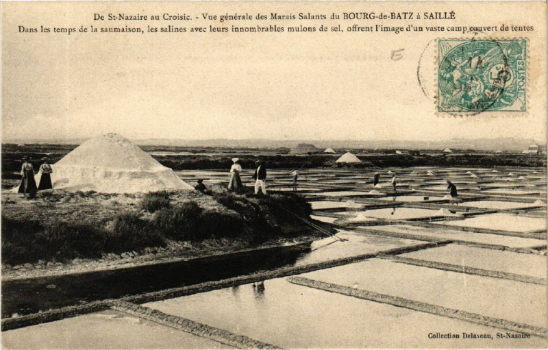 Carte postale ancienne De Saint-Nazaire-au-Croisic -Marais Salante du Bourg de Batz a ... à Saint-Nazaire