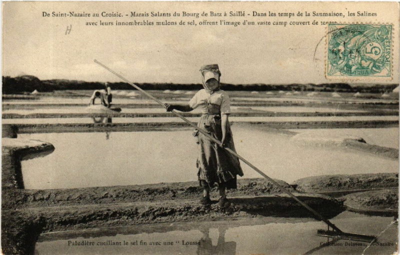 Carte postale ancienne De Saint-Nazaire-au-Croisic -Marais Salante du Bourg de Batz a ... à Saint-Nazaire